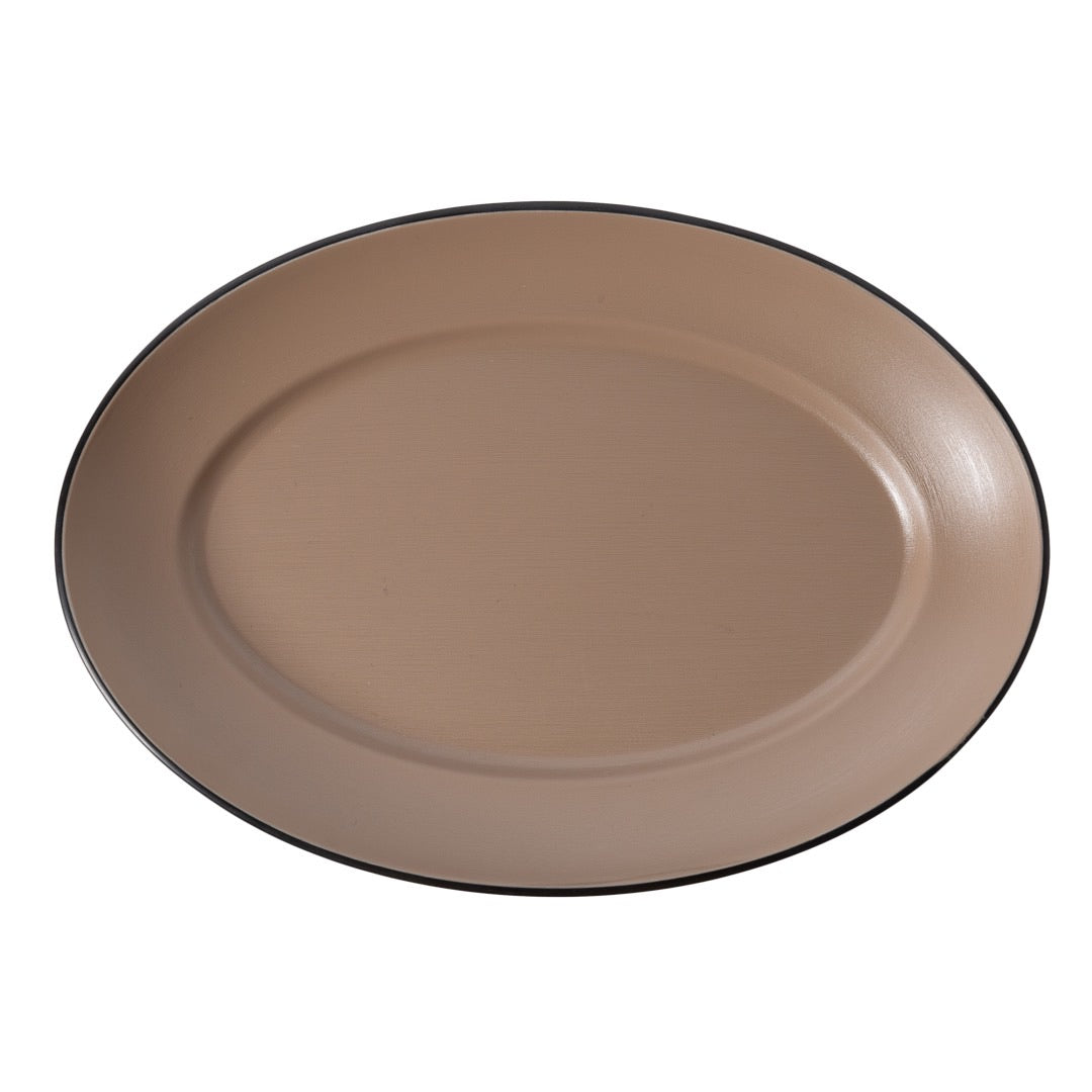 COUCOU Oval Plate Wide Rim 310x220mm - Beige & Black