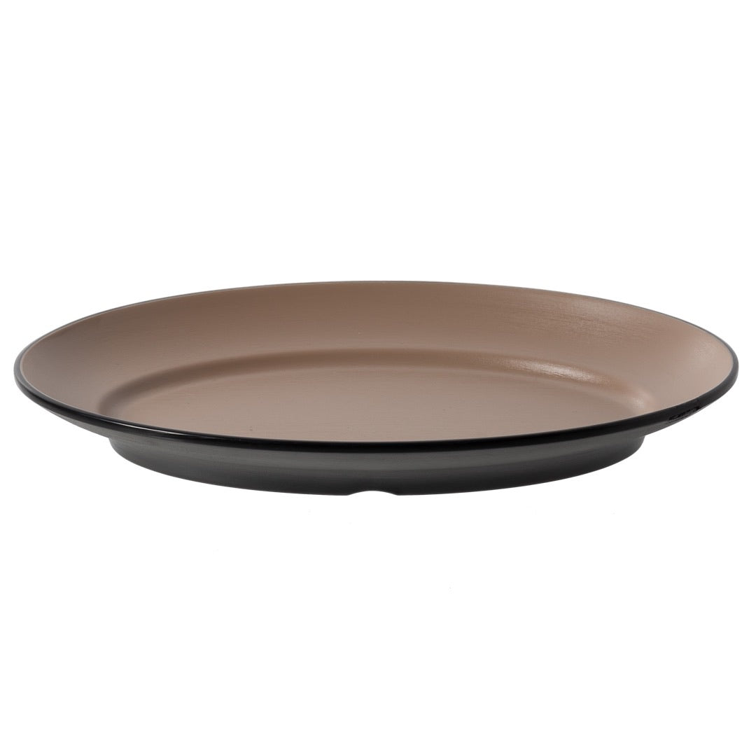 COUCOU Oval Plate Wide Rim 310x220mm - Beige & Black