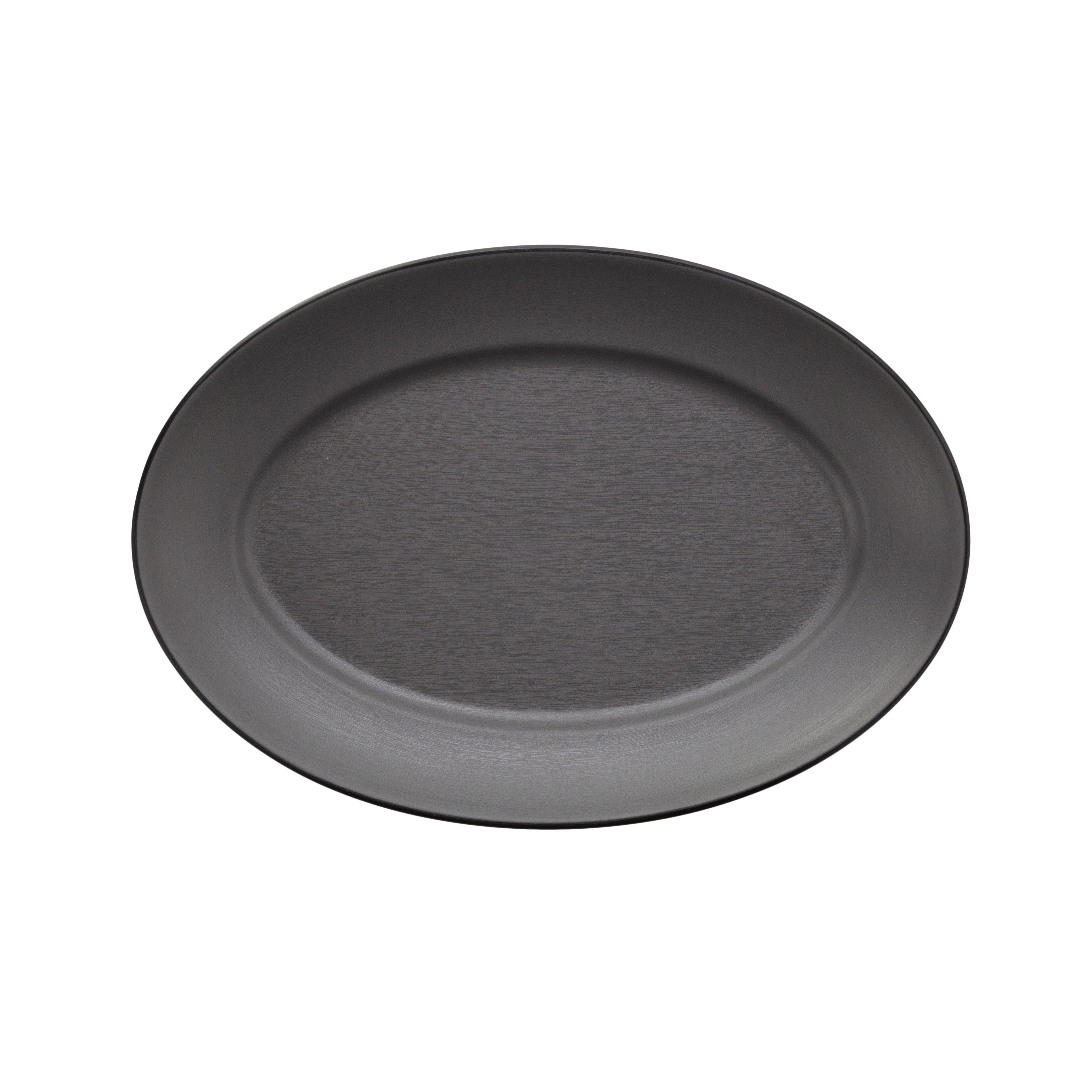 COUCOU Oval Plate Wide Rim 310x220mm - Grey & Black