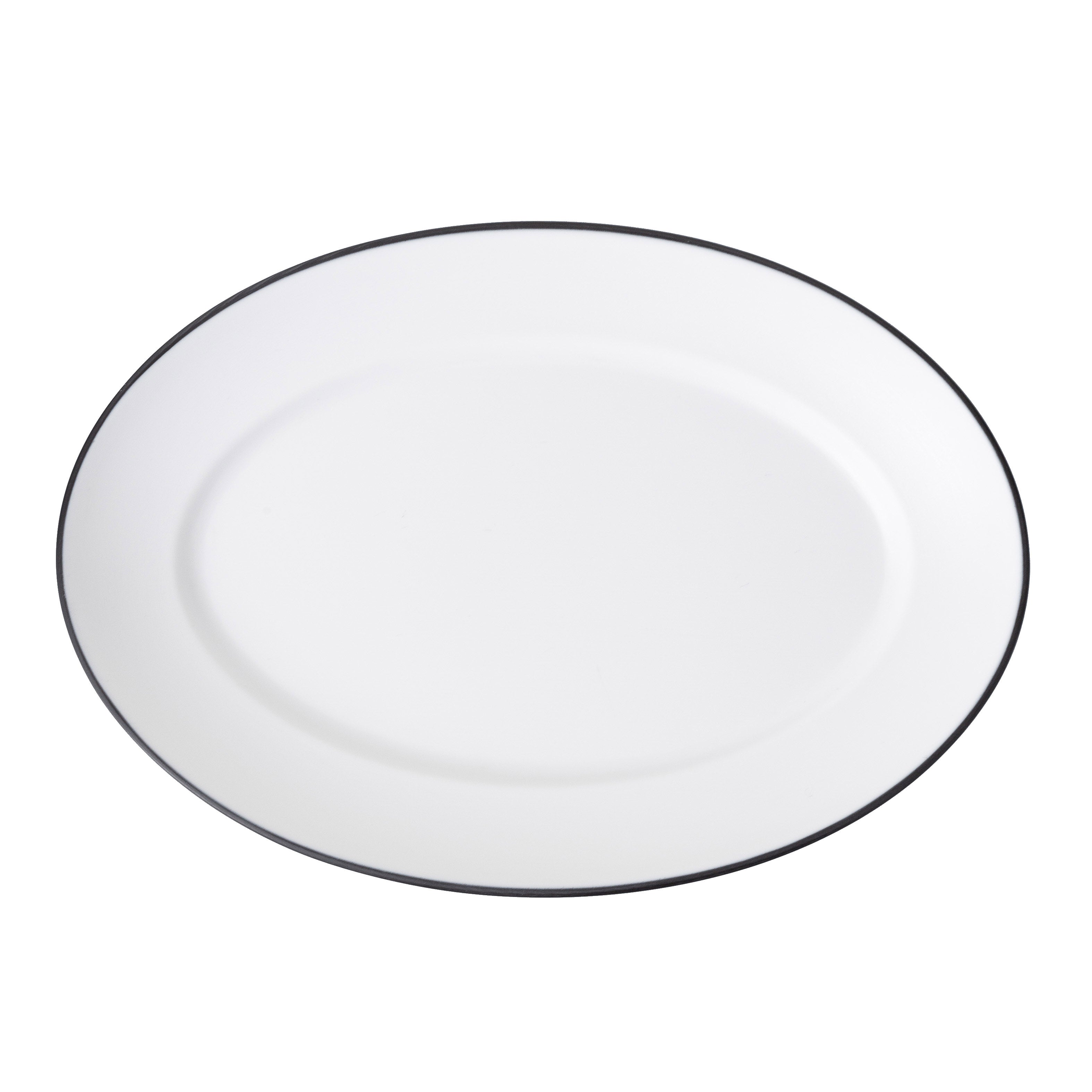 COUCOU Oval Plate Wide Rim 310x220mm - White & Black