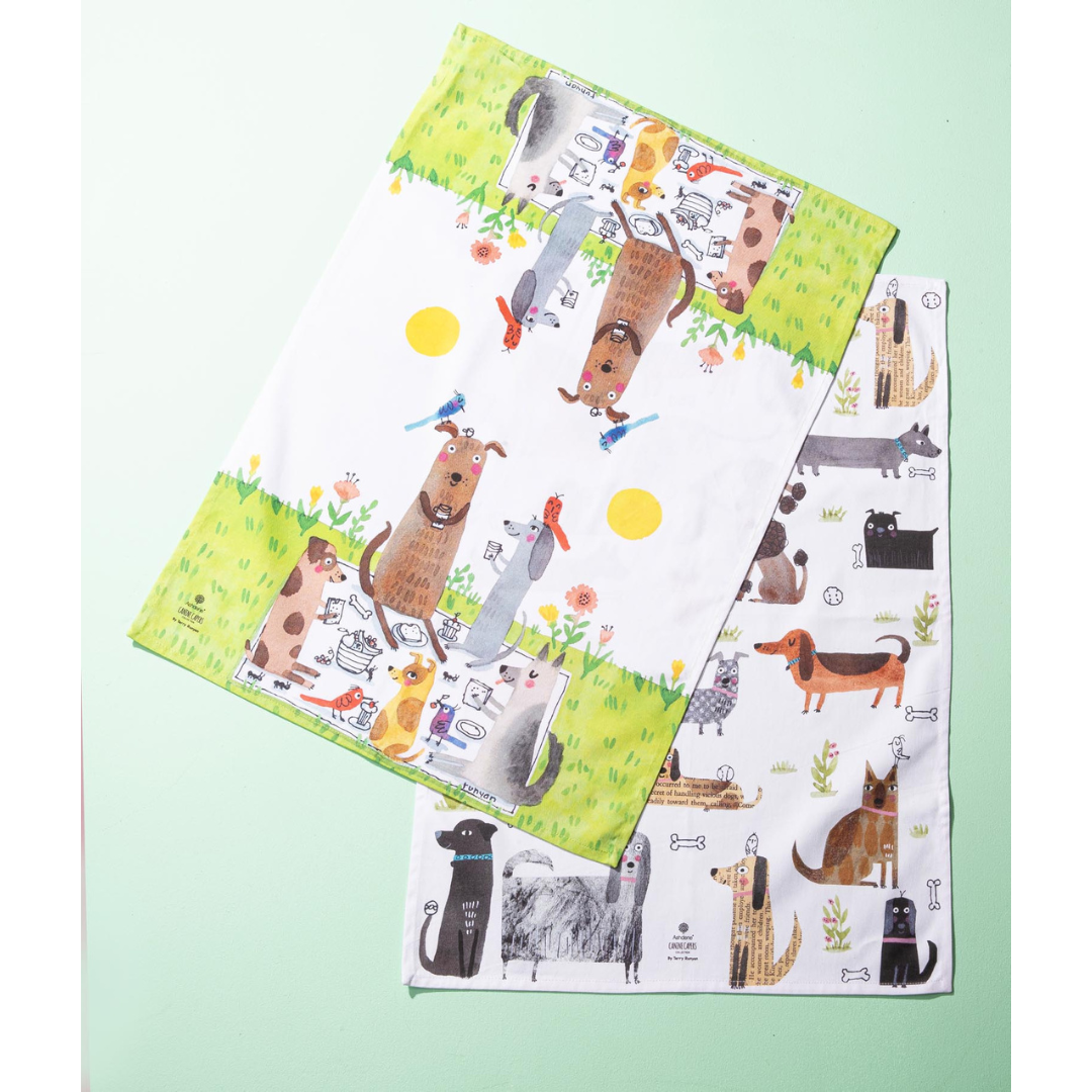 Ashdene Canine Capers Puppers 2pk Kitchen Towel