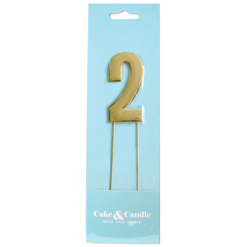 Cake & Candle Bold Cake Topper Number 2 Gold