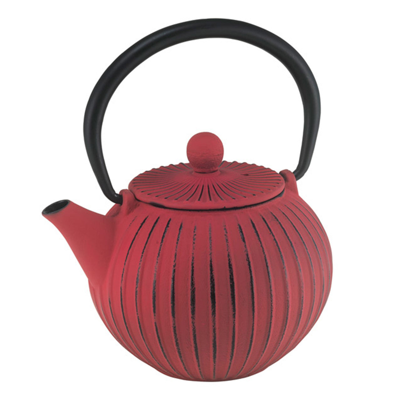 Avanti  Ribbed Round Cast Iron Teapot - 500ml - Red/Black