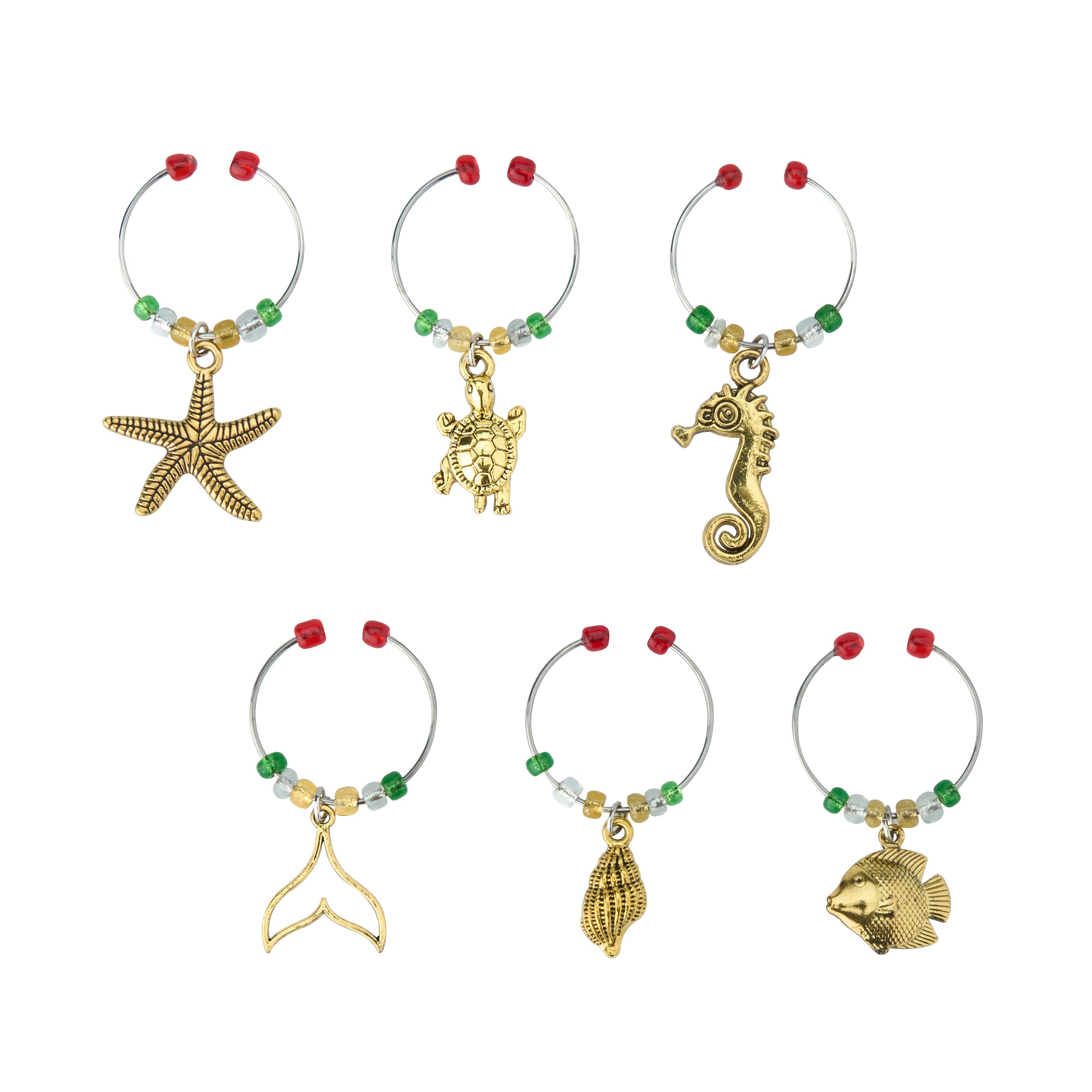 Avanti Wine Charms, Set of 6 - Sealife