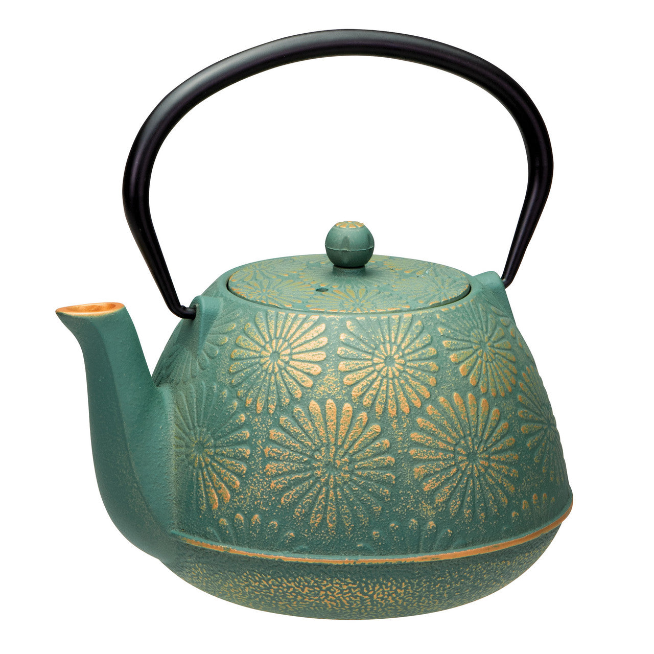Avanti  Daisy Cast Iron Teapot - 1.2L - Teal/Gold