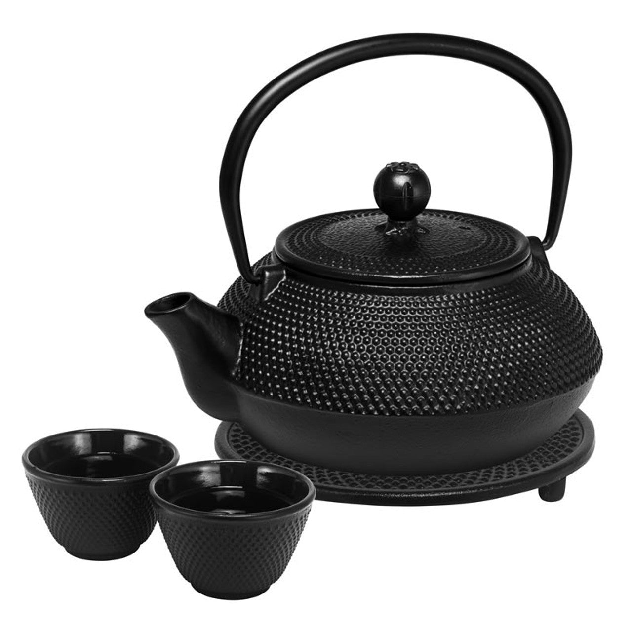Avanti  Hobnail Teapot Set ( 800ml Teapot,1xTrivet - 2x100ml Cups) - 800ml - Black