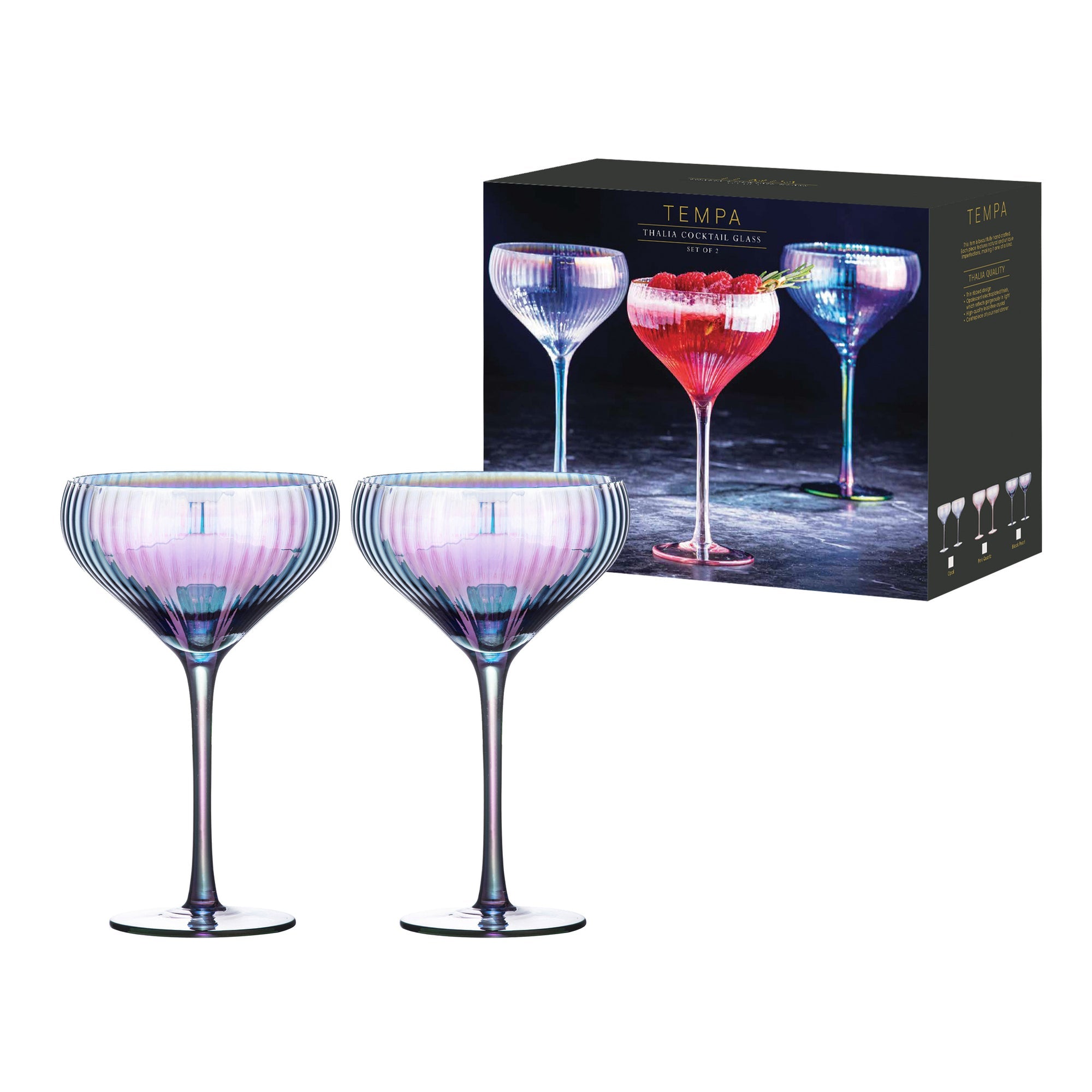 Tempa Thalia Black Pearl 2pk Cocktail Glass