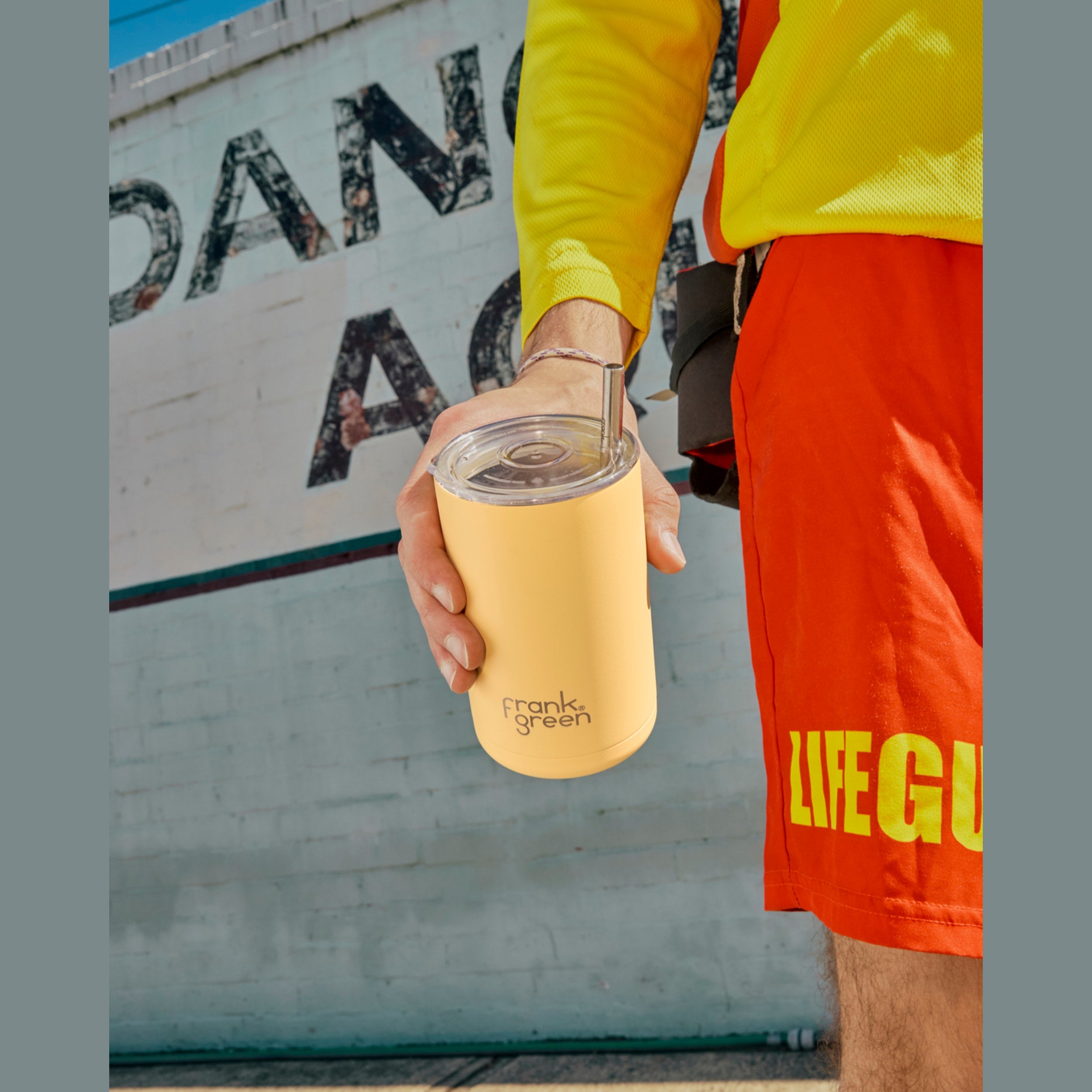 frank green 15oz Iced Coffee Cup with Straw - Buttermilk