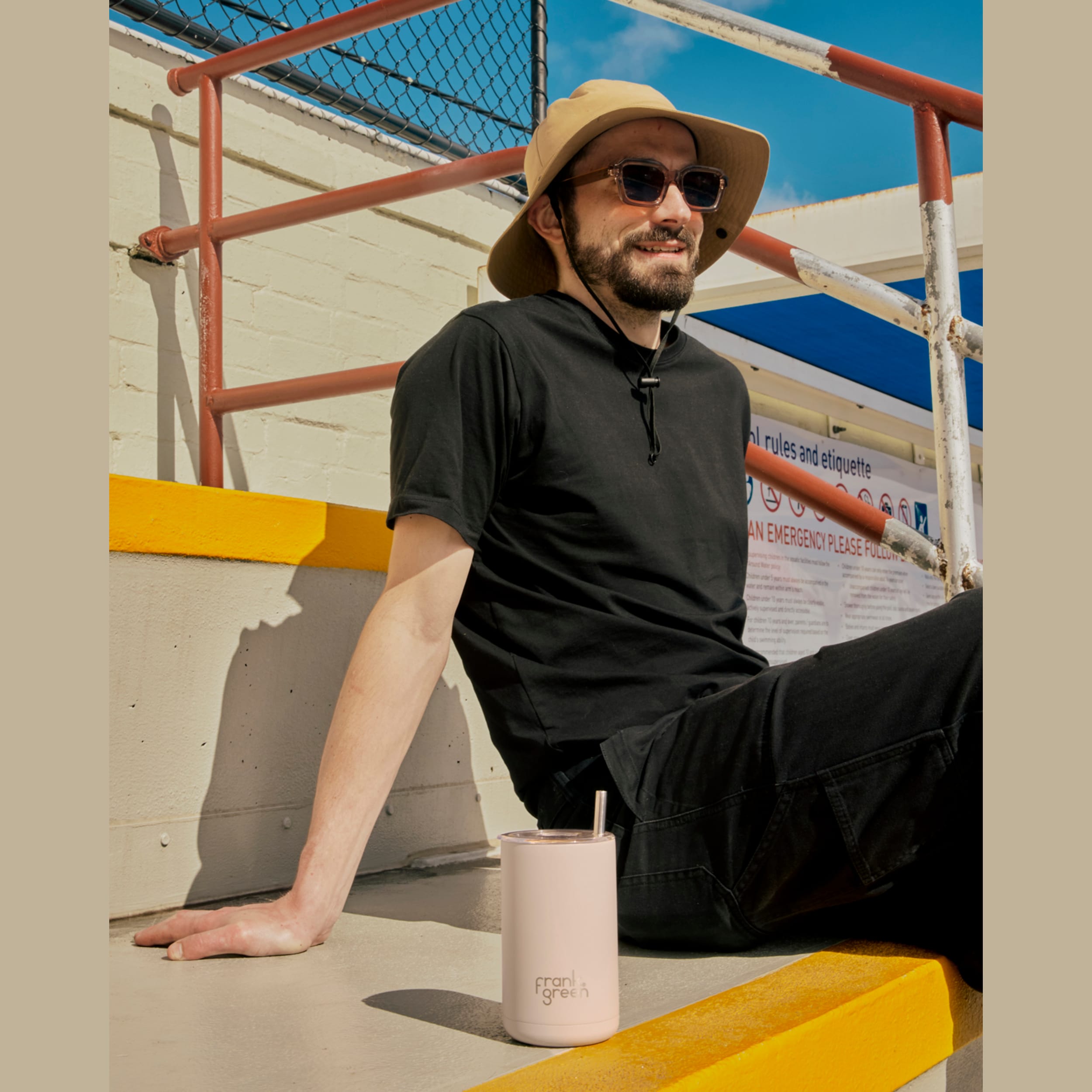 frank green 15oz Iced Coffee Cup with Straw - Moon Dust