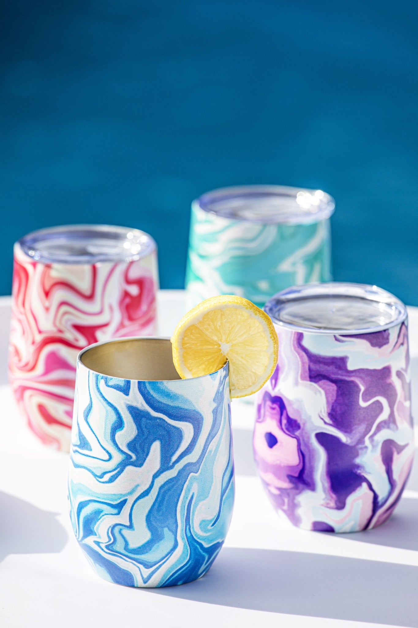 Porta by Ladelle Summer Swirl Purple SS Wine Tumbler