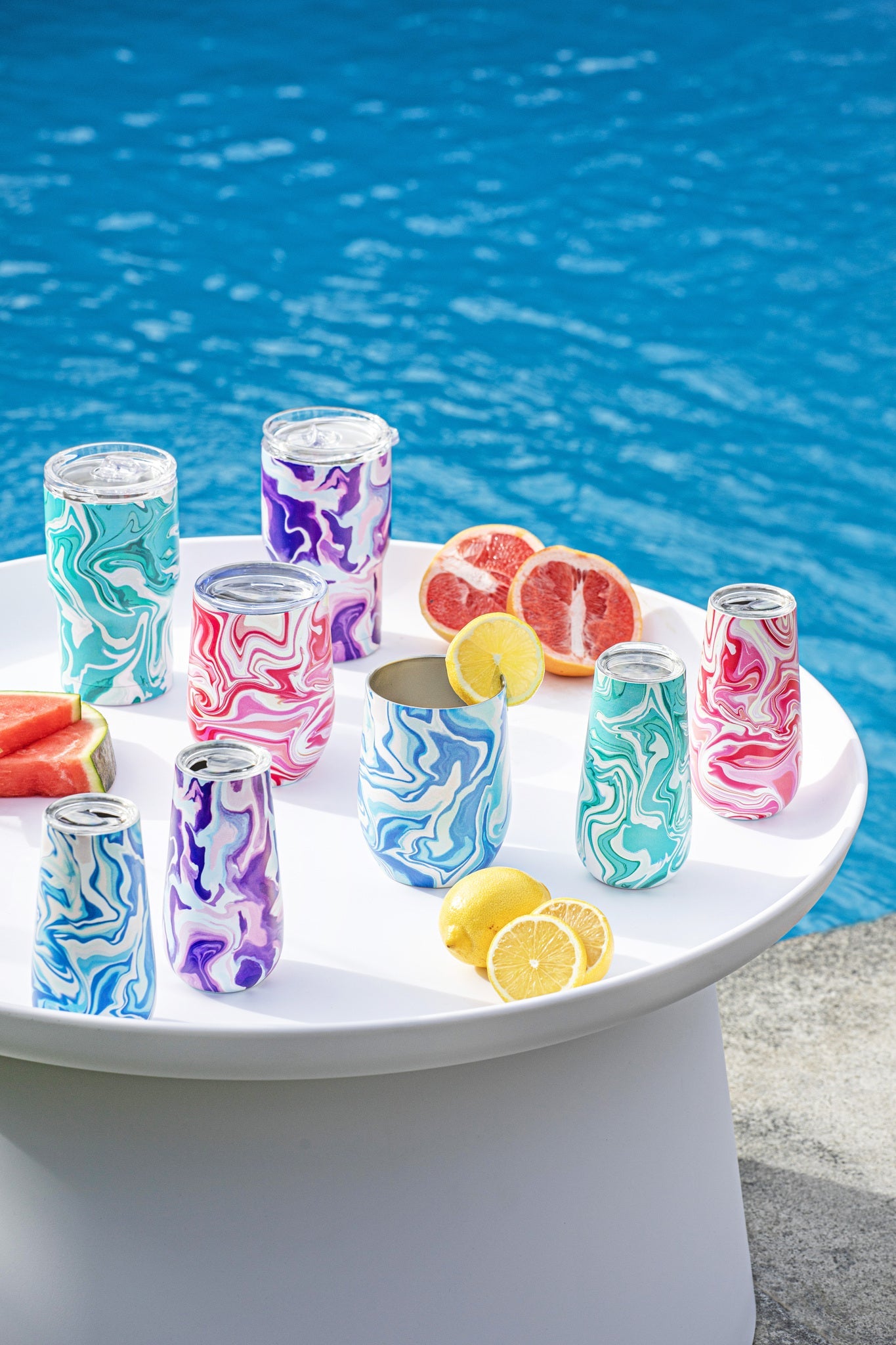 Porta by Ladelle Summer Swirl Pink SS Travel Mug