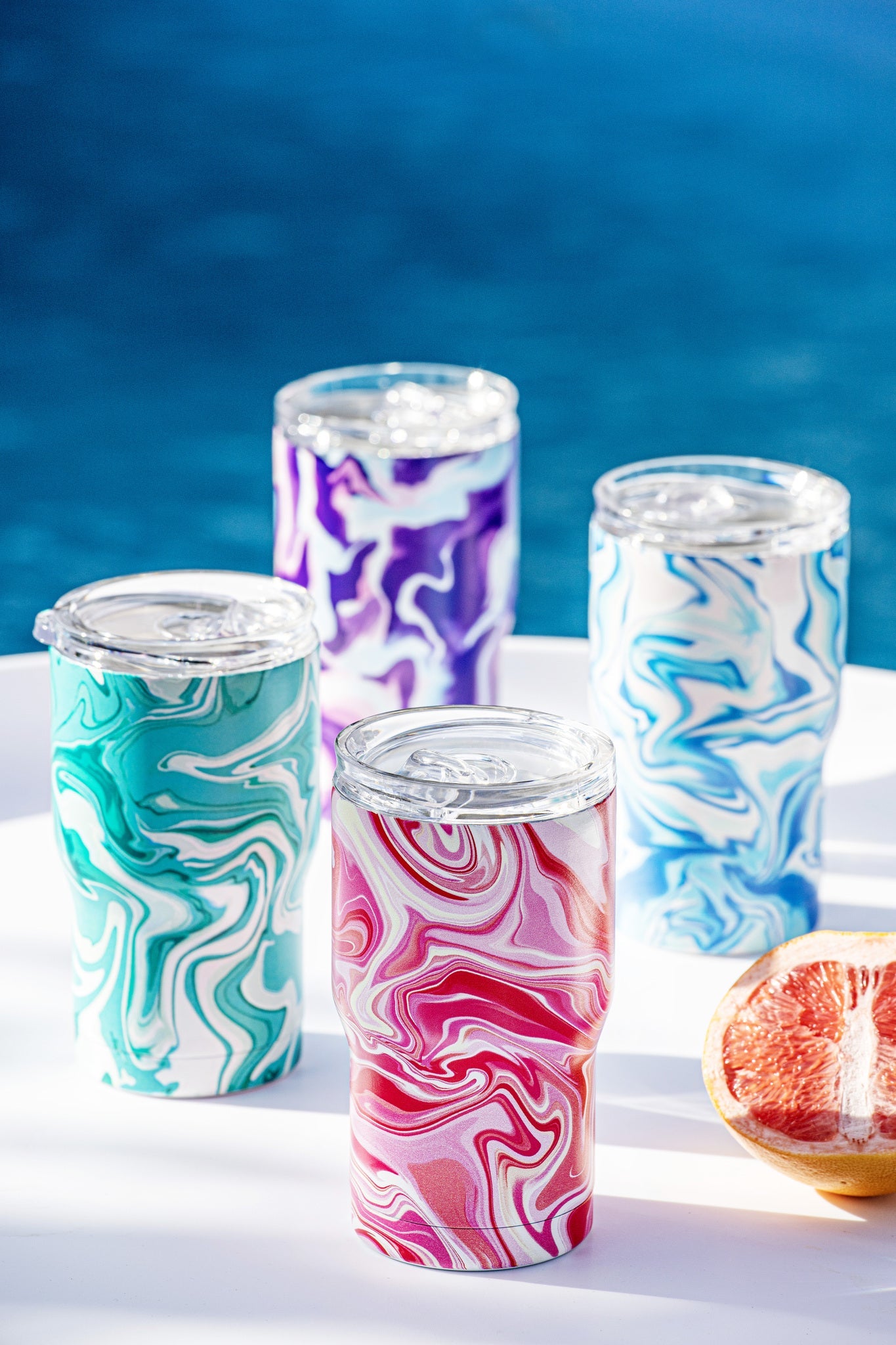 Porta by Ladelle Summer Swirl Pink SS Travel Mug