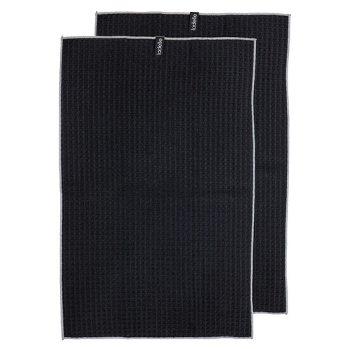 Ladelle Mega Waffle Microfibre Black 2pk Kitchen Towel