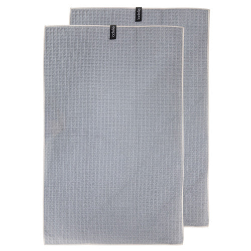 Ladelle Mega Waffle Microfibre Grey 2pk Kitchen Towel
