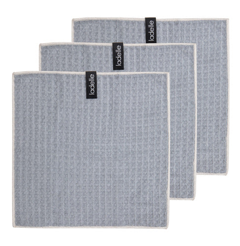 Ladelle Mega Waffle Microfibre Grey 30x30cm 3pk Dishcloth
