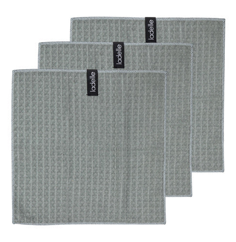 Ladelle Mega Waffle Microfibre Sage 30x30cm 3pk Dishcloth