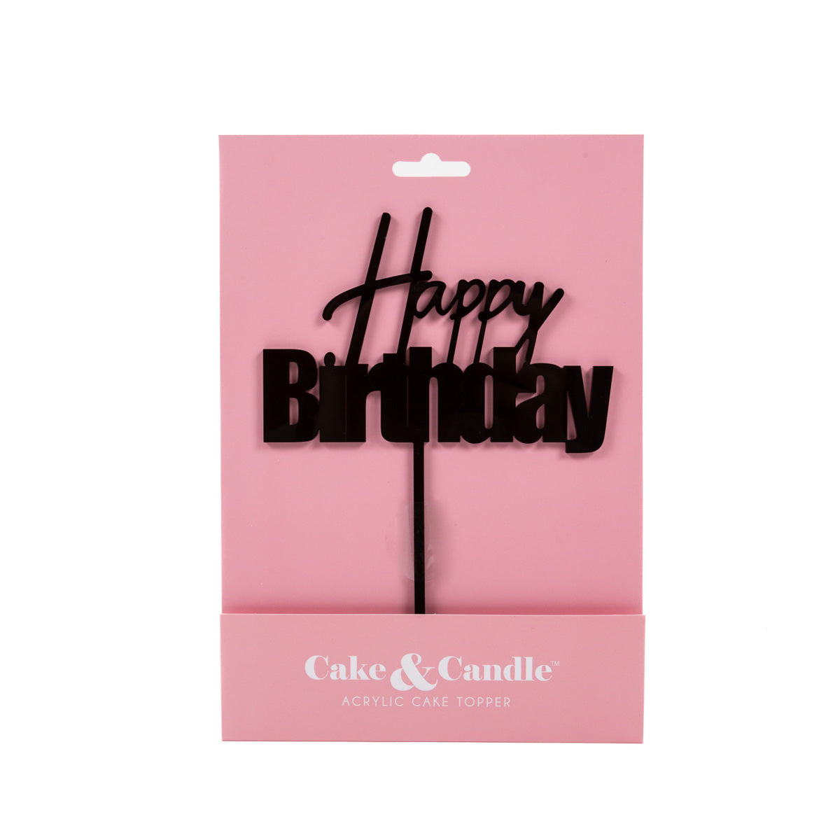 Cake & Candle Fun Happy Birthday Cake Topper Black