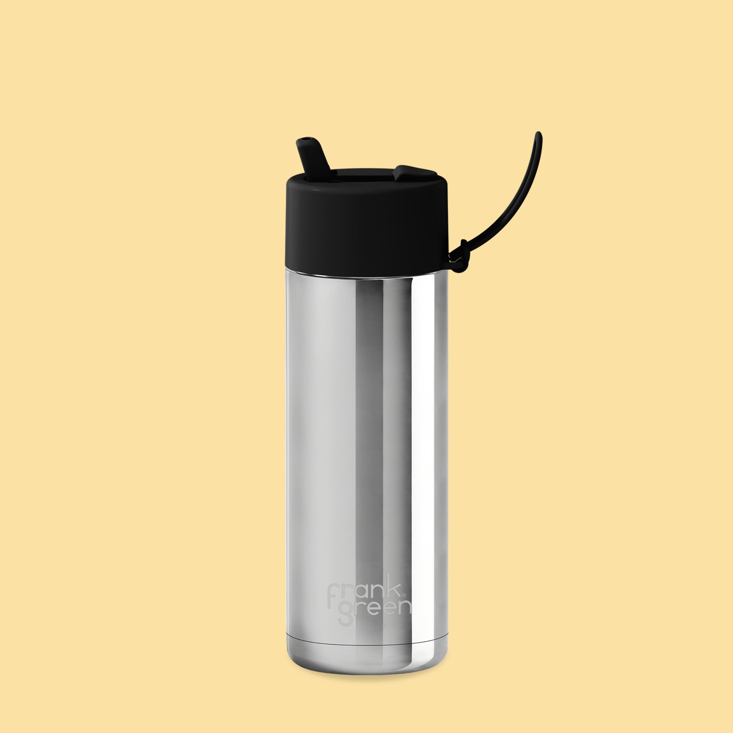 frank green 20oz Bottle with Flip Straw Lid - Chrome Silver & Midnight