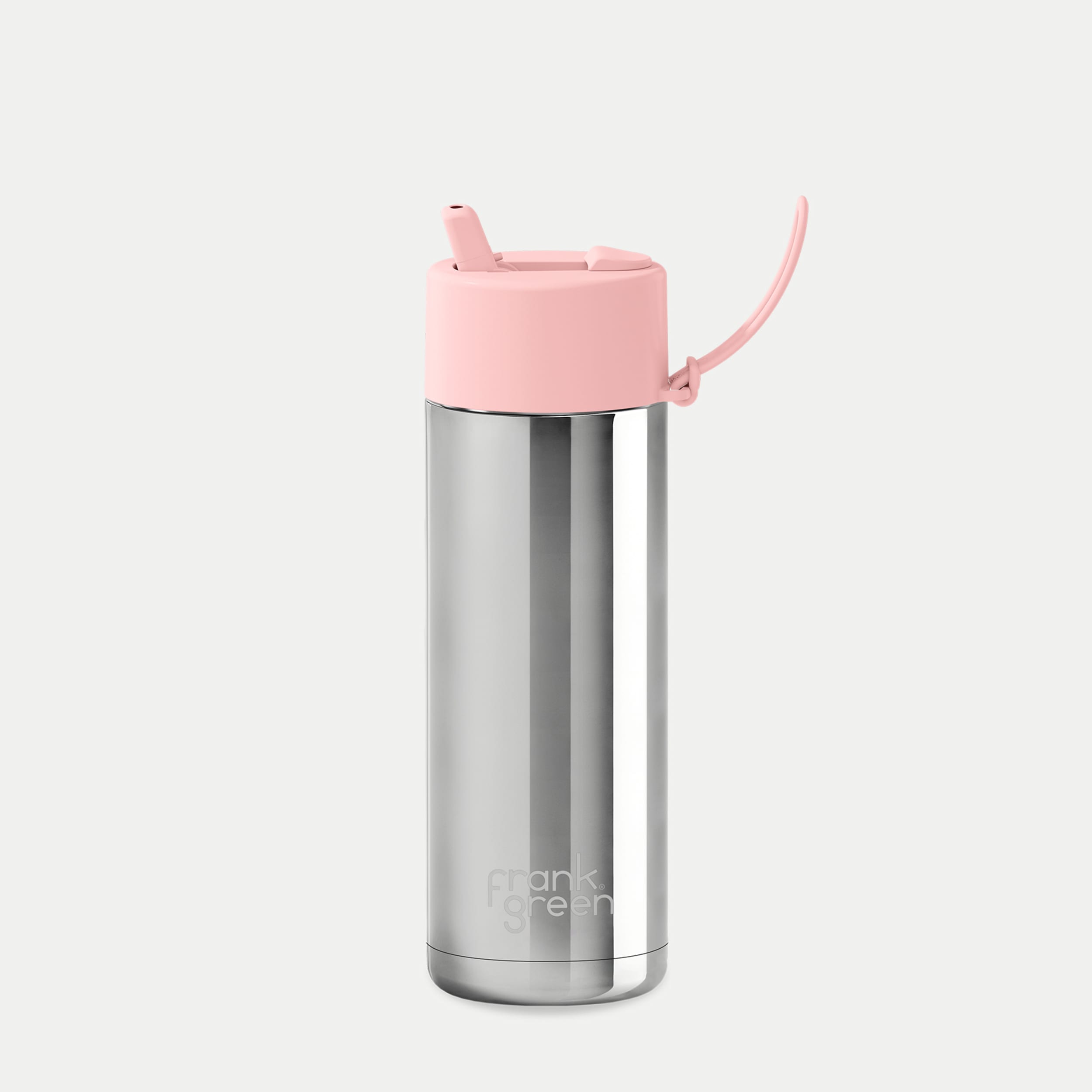 frank green 20oz Bottle with Flip Straw Lid - Chrome Silver & Blushed