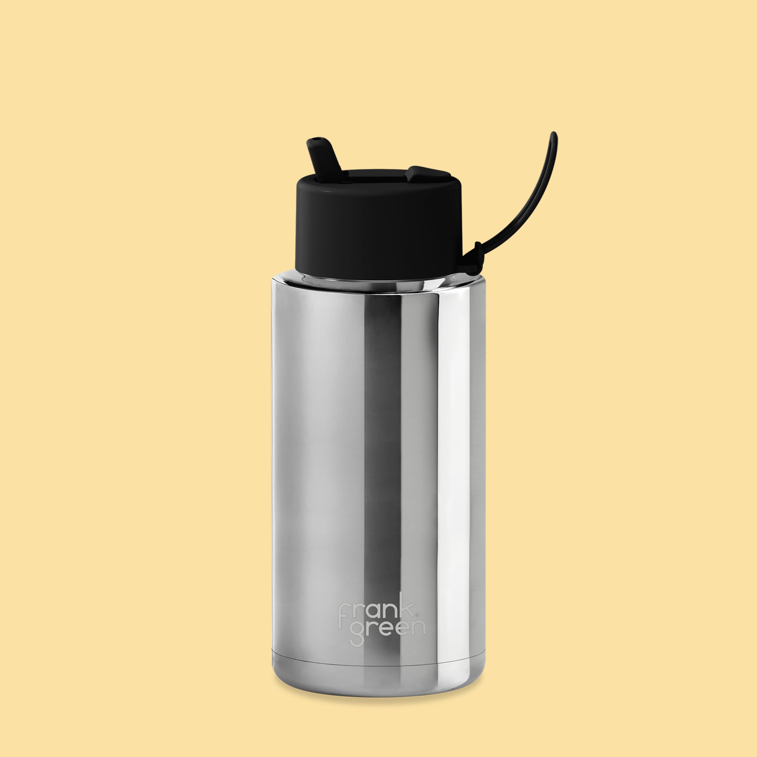 frank green 34oz Bottle with Flip Straw Lid - Chrome Silver & Midnight