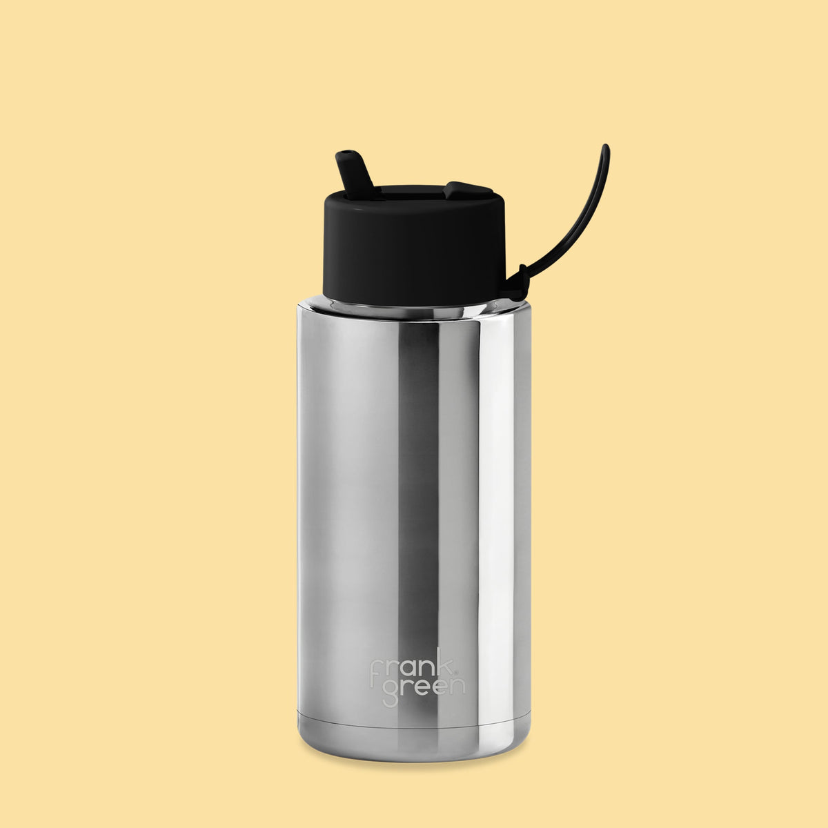 frank green 34oz Bottle with Flip Straw Lid - Chrome Silver & Midnight