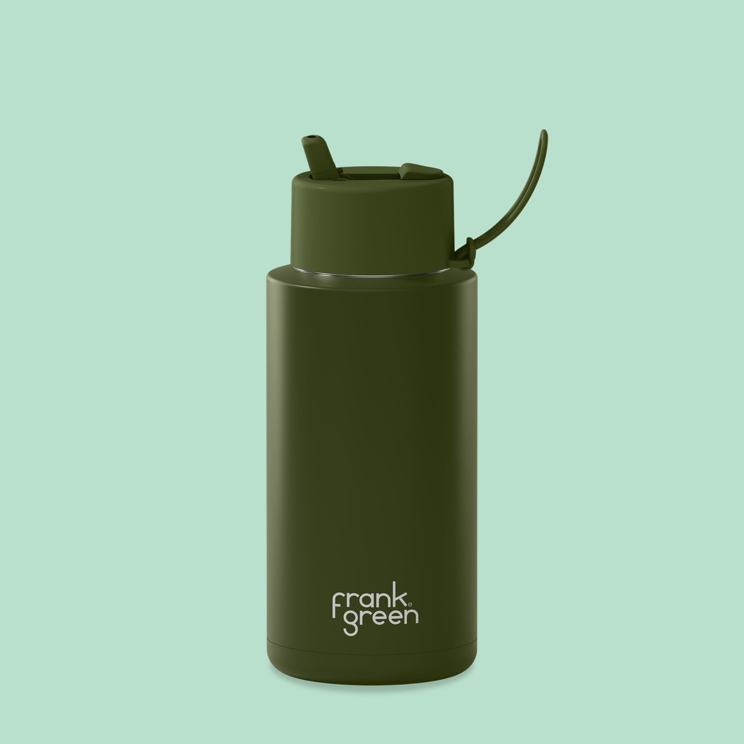 frank green 34oz Reusable Bottle with Flip Straw Lid - Khaki