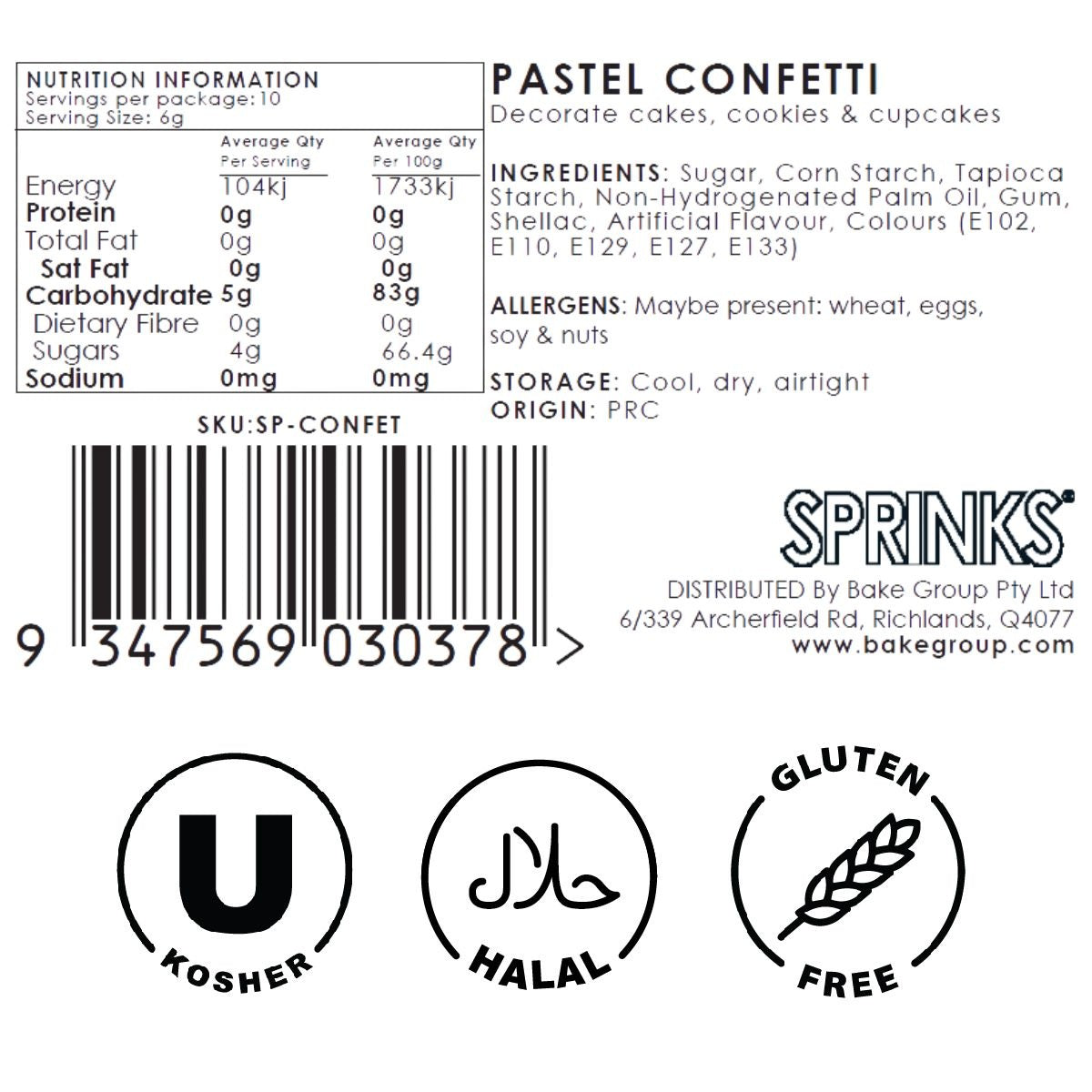 Sprinks Pastel Confetti 500g