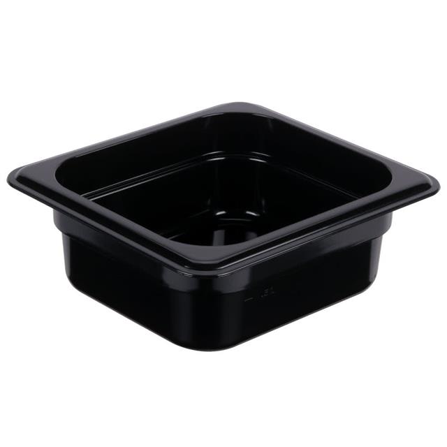 KH Classik Chef GN Food Pan 1/6 Size x 150mm Black Polycarbonate