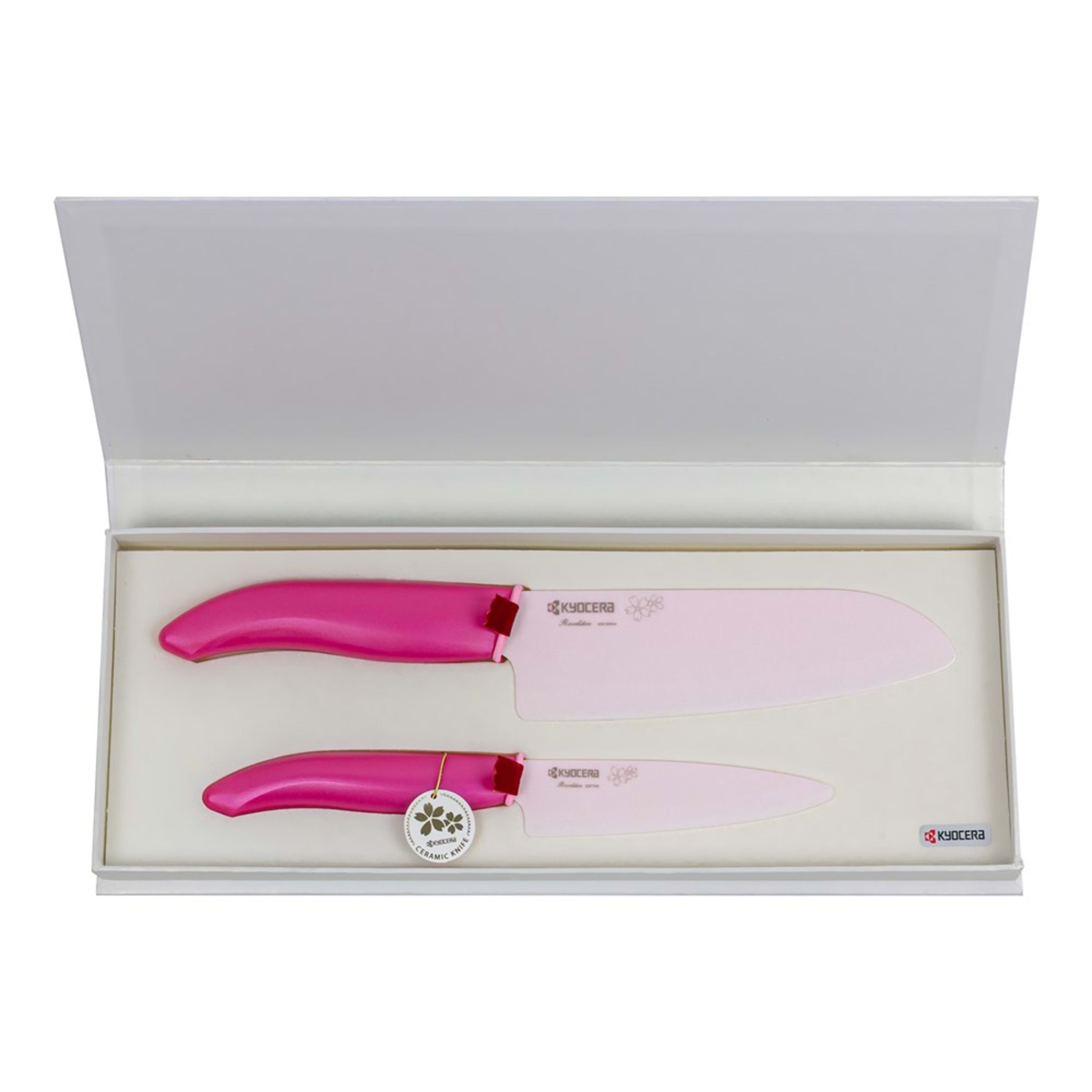 Kyocera Ceramic Sakura 2 Piece Santoku & Utility Knife Set