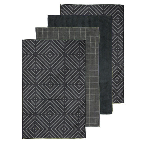 Ladelle Benton Charcoal Microfibre 4pk Kitchen Towel