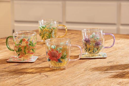 Ashdene Tilly Grevillea Double Walled Glass Mug