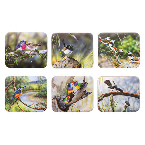 Ashdene Aus Small Birds 6pk Coaster