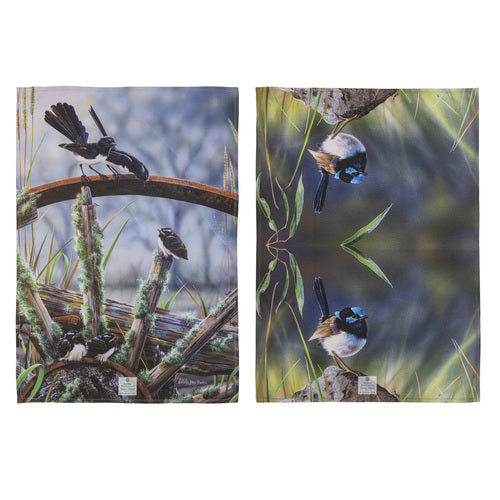 Ashdene Aus Small Birds Wren & Wagtail 2pk Kitchen Towel