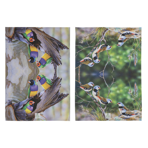 Ashdene Aus Small Birds Finch 2pk Kitchen Towel