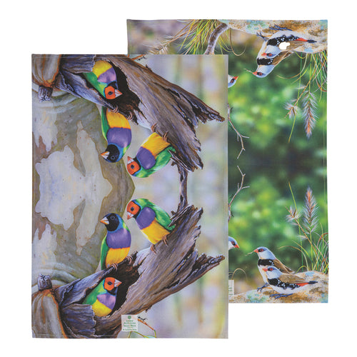 Ashdene Aus Small Birds Finch 2pk Kitchen Towel