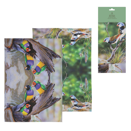 Ashdene Aus Small Birds Finch 2pk Kitchen Towel