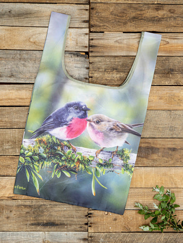 Ashdene Aus Small Birds Pink Robin Shopping Bag