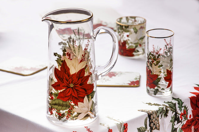 Ashdene Poinsettia Glass Jug