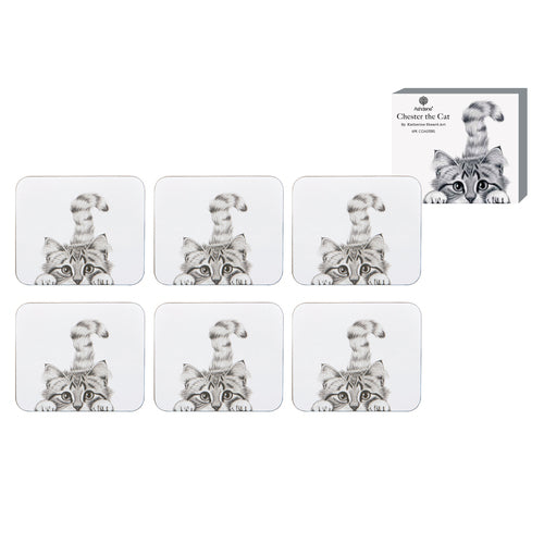 Ashdene Chester The Cat 6pk Coaster