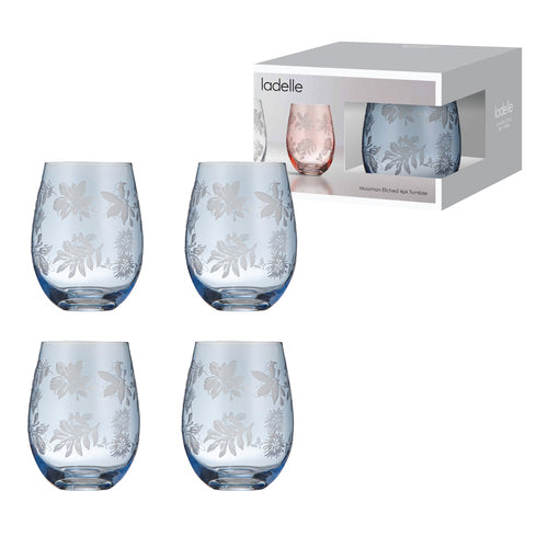 Ladelle Mossman Blue Etched 4pk Tumbler