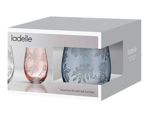 Ladelle Mossman Blue Etched 4pk Tumbler
