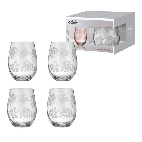 Ladelle Mossman Clear Etched 4pk Tumbler