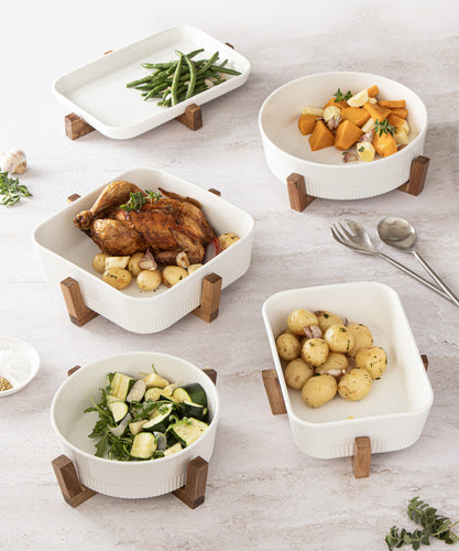 Ladelle Alto Oven To Table 23cm Round Rib Bowl With Trivet