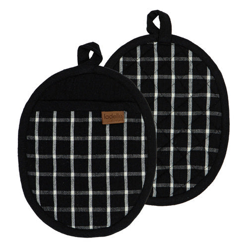 Ladelle Hemingway Black 2pk Pot Holder