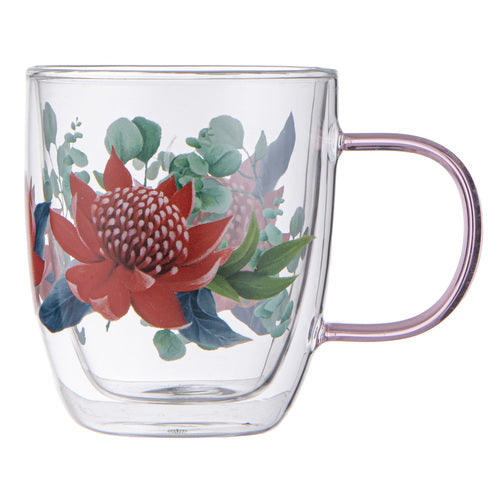 Ashdene Tilly Waratah Double Walled Glass Mug