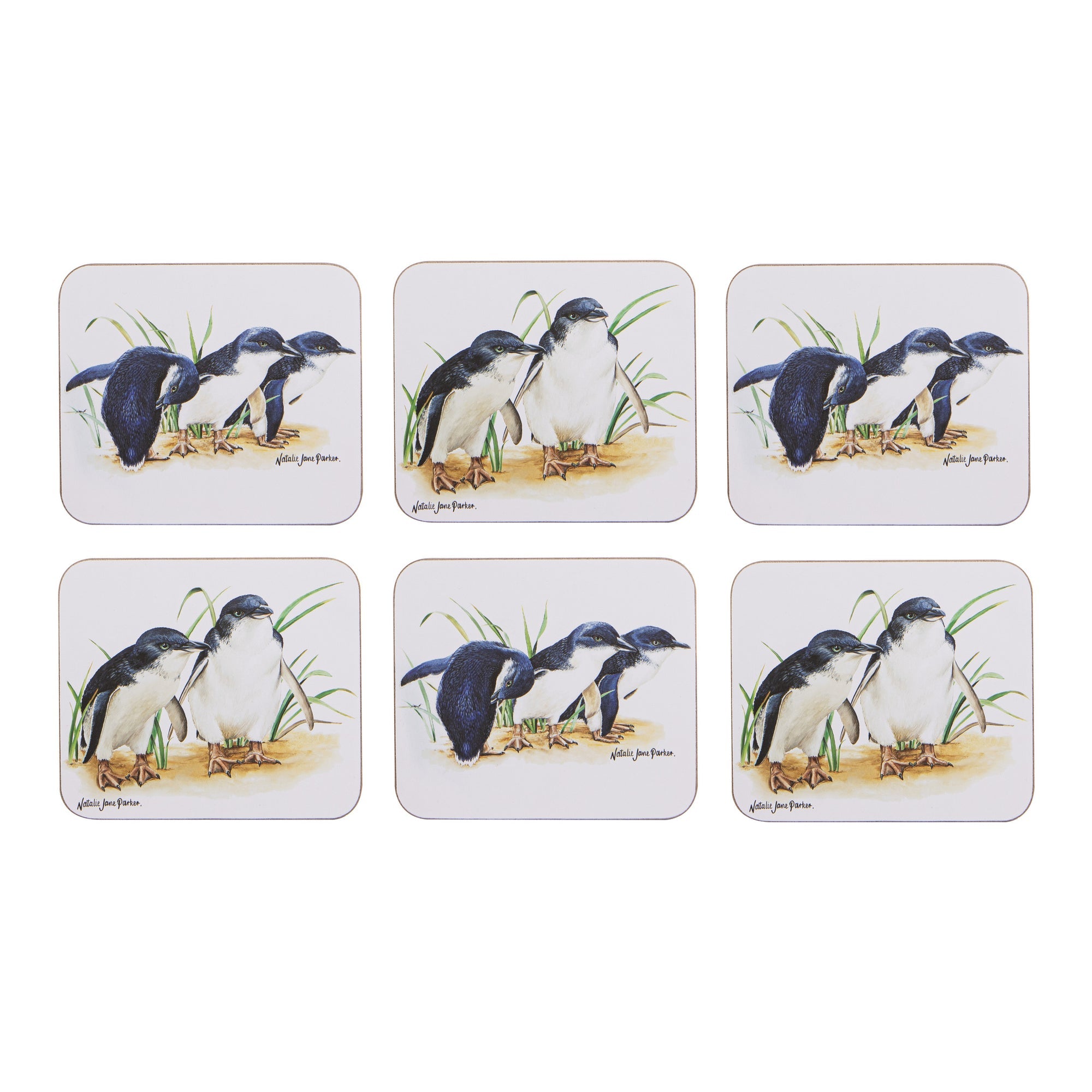 Ashdene Australian Birds Penguins 6pk Coaster