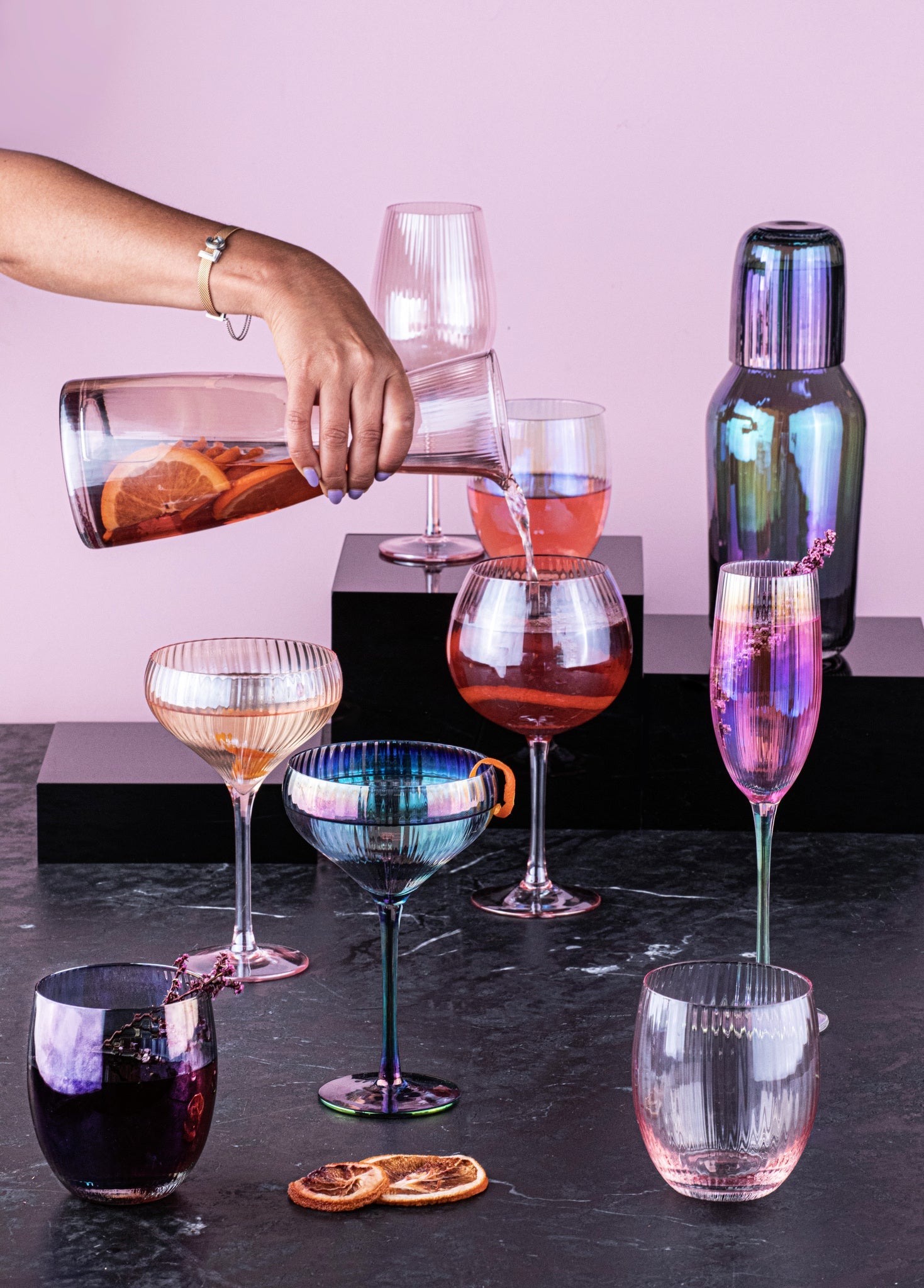 Tempa Thalia Pink Quartz Carafe & Glass Set