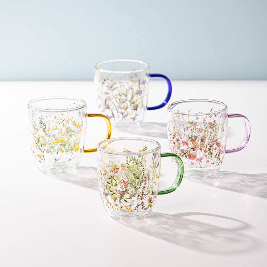 Ashdene Wildflowers Forest Double Walled Glass Mug