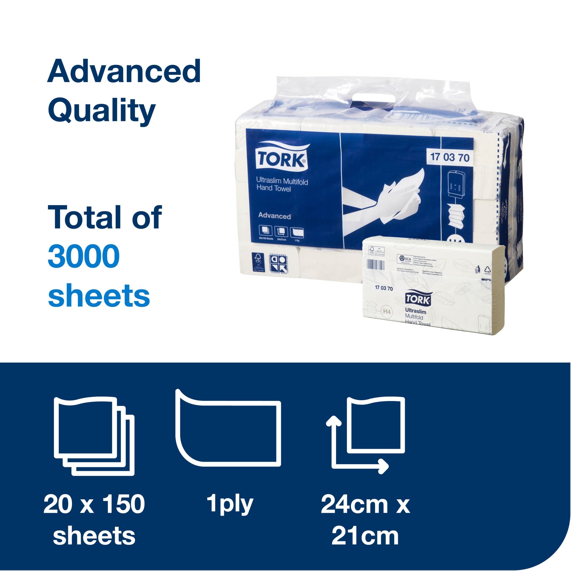 Tork Ultraslim Multifold Hand Towel 1 Ply 3000 Sheets (H4)