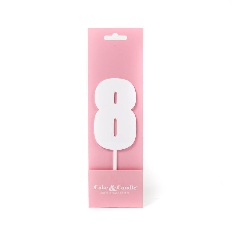 Cake & Candle Mega Number 8 Cake Topper White